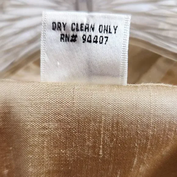 ios Metallic Gold 100% Silk Top Size M Button Up Long Sleeve Classic Elegant - Picture 8 of 11